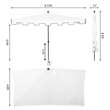 Sidney 9 ft. Classic MidCentury Rectangular Half Market Patio Umbrella